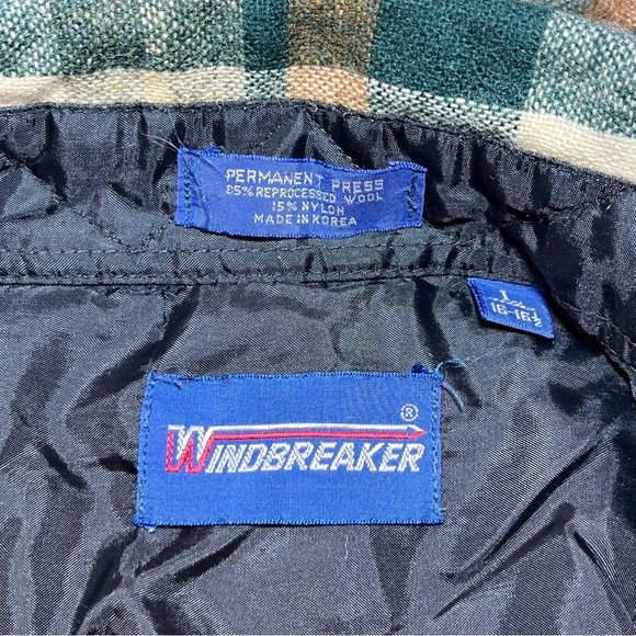 Vintage Windbreaker Wool Plaid Flannel Shirt Mens Size Large Double Pockets 80’s - Picture 5 of 14